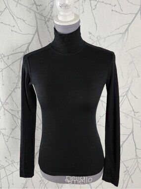 MEC Black 100% Merino Wool Jersey Turtleneck Baselayer